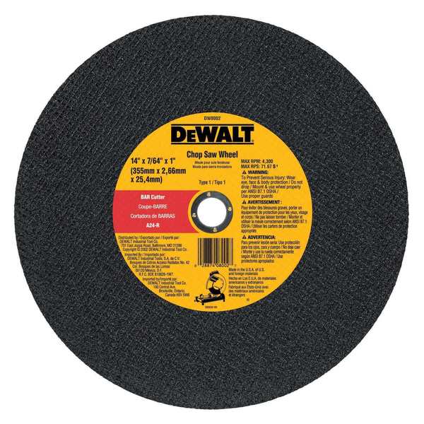 Black & Decker 14 In. X 7/64 In. X 1 In. Fabrication Cutting Wheel DW8002